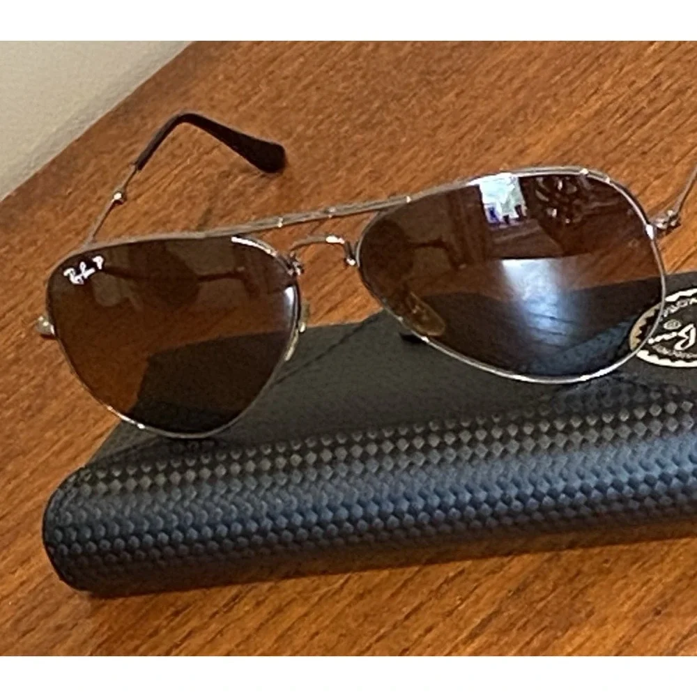 Ray-Ban RB 3479 004/M2 Folding Aviator Sunglasses Gunmetal Gray Brown Polarized